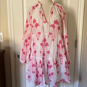 Oliphant White and Pink Floral Mini Dress